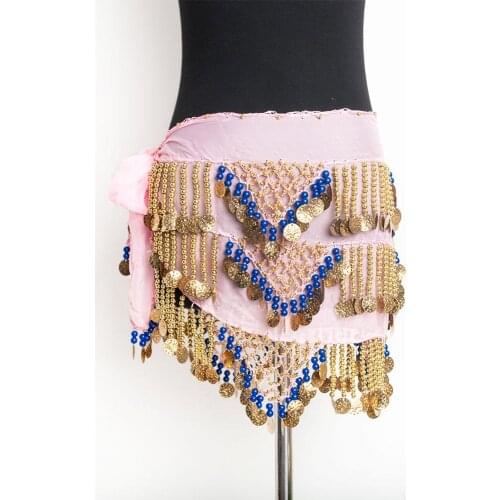 New sexy belly dance costume womens Hanging coin tassel chiffon ladies beaded belly dance hip scarf belly dancing belt clothes