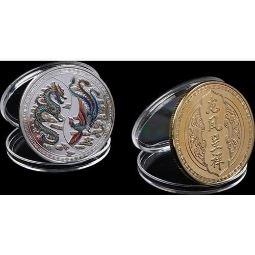 1 Piece Traditional Chinese Culture Dragon And Phoenix Commemorative Coin Wedding Favors