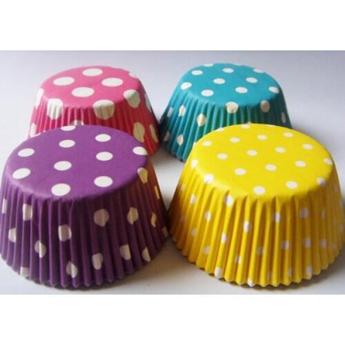 100pcs White Black Pink,Yellow Purple,Blue Red dot Paper Cake Cup Liners Baking Cup Muffin tray Cupcake Cases for birthday baby