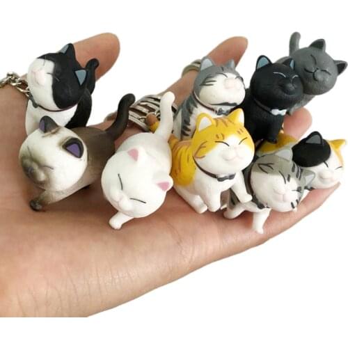 18 Styles Mini Cute Fat Bell Cats Action Figure Pendant Toy PVC Rotate Expression Anime Figurine Keychain Charms Gifts
