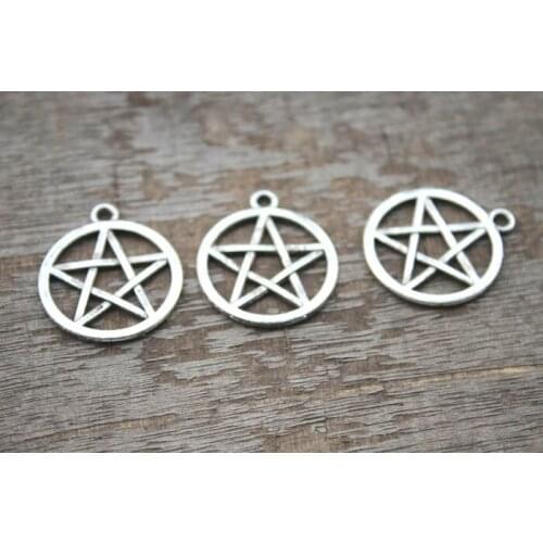 20pcs Pentagram Charms Antique Tibetan Silver Tone ,Pentagram pendants 20x25mm