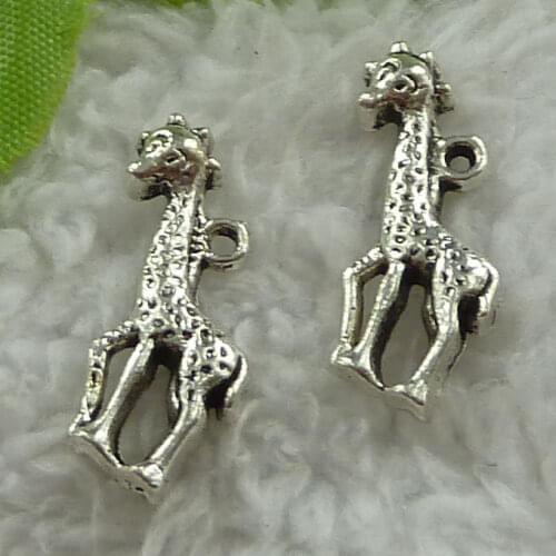 240 pieces antique silver giraffe charms 25x10mm #3680