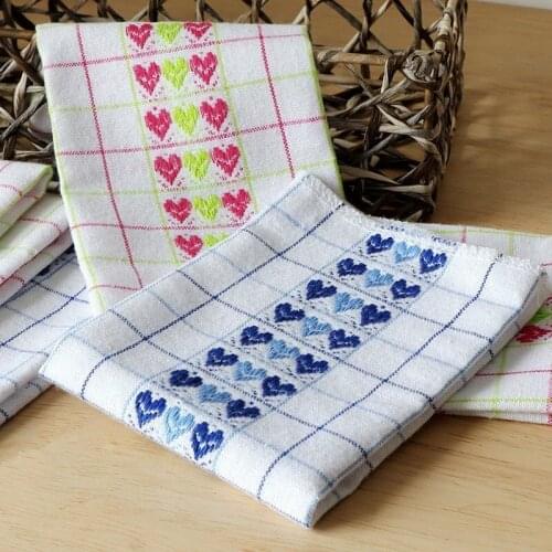 1pc 30x30cm Small Cotton Kitchen Towel Home Cleaning Cloth Cute Hearts Embroidery
