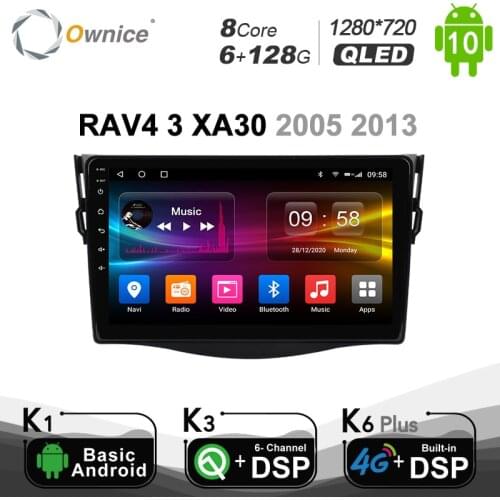 Carplay 6G+128G Android 10.0 Car Multimedia Player For Toyota RAV4 3 XA30 2005 - 2013 Navigation GPS 4G LTE Radio Stereo IPS DSP