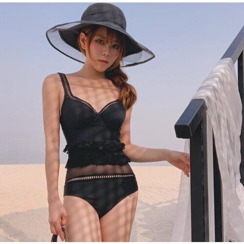 Bikini Monokini 2020 One Peice Swimsuit Women Womens Swimsuits Woman Piece Hollow Sexy Fan Lace Underwire Bracket Covering Dot