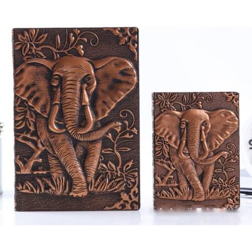 A5 / A6 Notebook Elephant 3D Relief Style PU Cover Travel Notebook Retro Printing Decoration Diary Exquisite Book Festival Gift