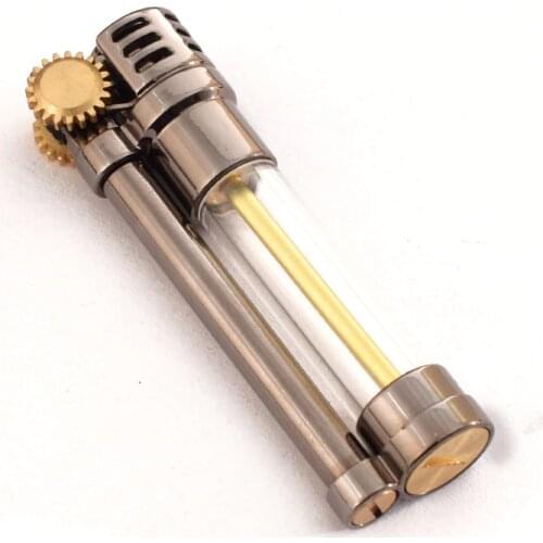 Brand Slim Oil Lighter Transparent Oil Tank Creative Retro Grinding Wheel Portable Metal Smoking Lighter