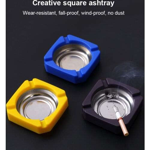 Household Stainless Steel Living Room Ashtray Wear Resistant Drop Resistant Ashtray Multifunctional Portable Ashtray Home Decor