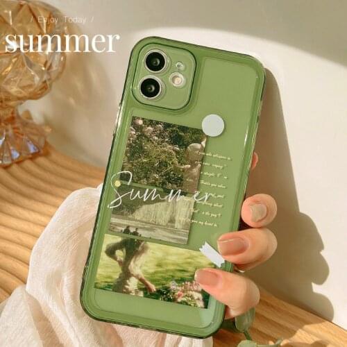 Retro summer sweet girls bouquet art Phone Case For iPhone 11 12 Pro Max Xs Max XR Xs 7 8 Plus 7Plus case Cute Jelly green Cover