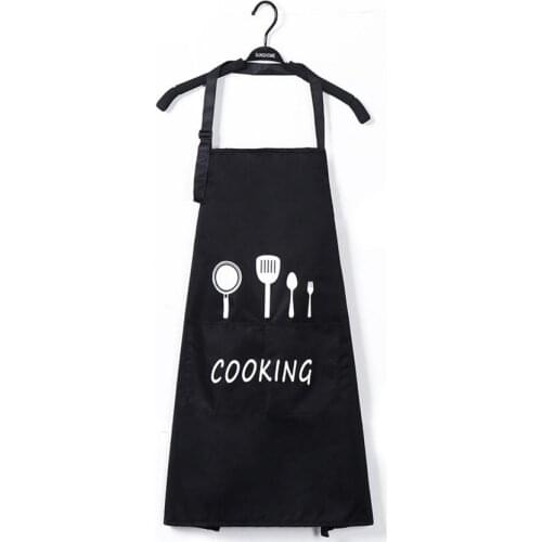 Aprons with Front Big Pocket Waterproof Oil Proof Kitchen Knife Fork Print Apron Cooking Baking Household Cleaning Tools kit