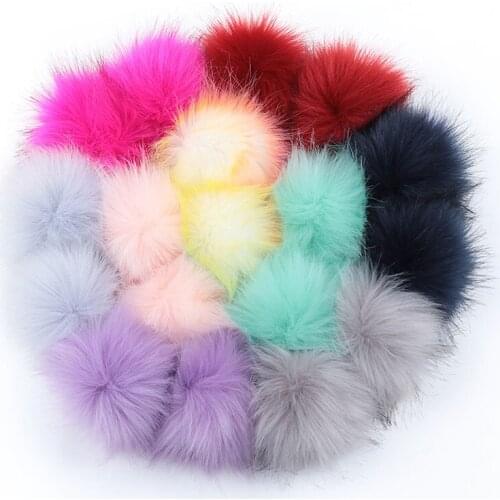Hot Sale 10cm Cute Solid Color Faux Fox Fur Ball Pom Women Children Winter Hat Cap Beanies Accessories Beautiful Fur Pompom
