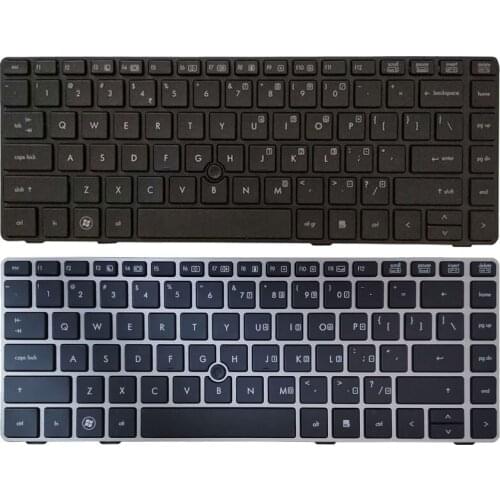US laptop Keyboard For HP 8470B 8470P 8470 8460 8460p 8460w 6460 6460b 6470 silver/black frame With pointing stick