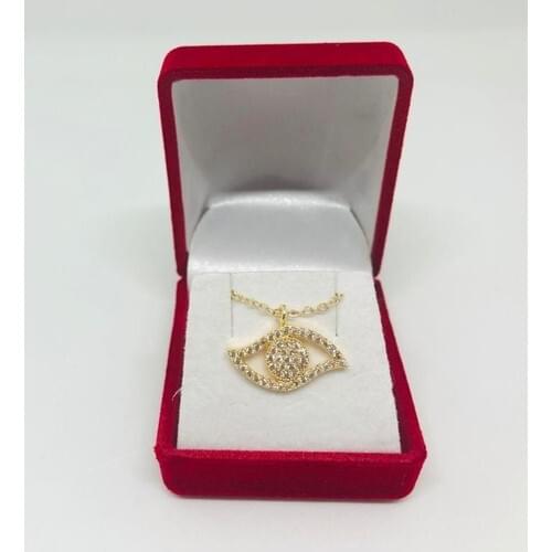 Merit Collection Special Velvet Box Eye Design Gold Yellow Plated Zircon Necklace