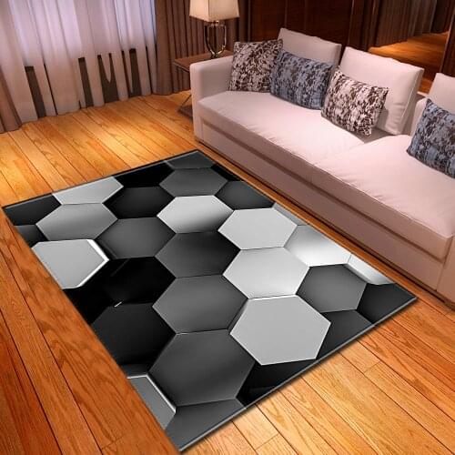Nordic Geometric Pattern Carpets For Living Room Bedroom Area Rugs Black/White/Gray 3D Mats Printing Home Carpet Kids Play Decor