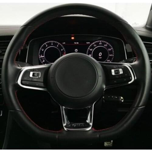 DIY Car Steering Wheel Cover For Volkswagen VW Golf 7 GTI Golf R MK7 VW Polo GTI Scirocco Leather Braid Cover For Steering Wheel