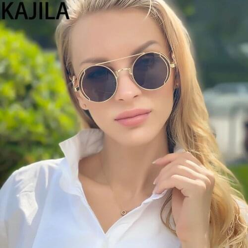Round Steampunk Sunglasses Men 2020 Fashion Luxury Brand Retro Punk Sun Glasses For Women Shades Vintage zonnebril heren