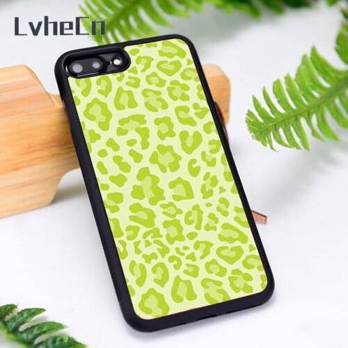 LvheCn Silicone Rubber Phone Case Cover for iPhone 6 6S 7 8 Plus X XS XR 11 12 Mini Pro Max green leopard print