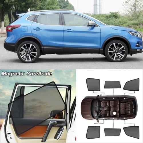 Car Side Windows Magnetic Sun Shade UV Protection Ray Blocking Mesh Visor For Nissan Qashqai Curtain Accessories