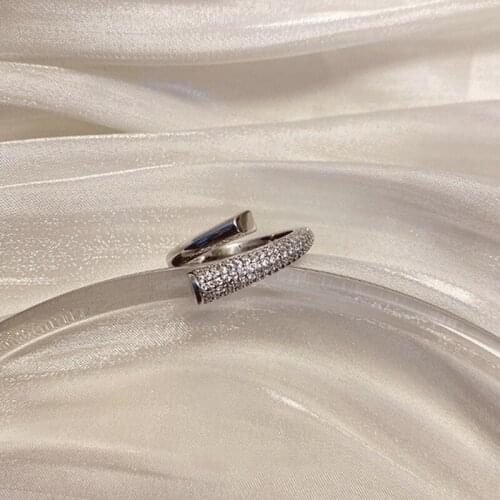 Miuoxion Inlaid Zircon Nail Open Ring Fashion Temperament Simple Jewelry For Women Feature Namour Charm Gift All Seasons