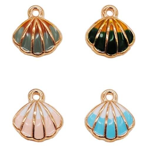30pcs/lot New Arrival Oil Drop Shells Pendant Zinc Alloy Enamel Charm DIY Accessories for Necklace Bracelet 16*17mm