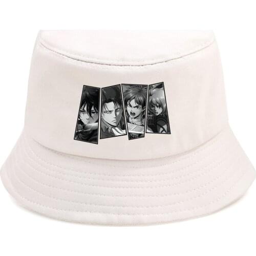 Fashion Panama Man Woman Attack on Titan Cartoon Character Street Foldable One Size Cap Female Casual Soild Color Bucket Hat