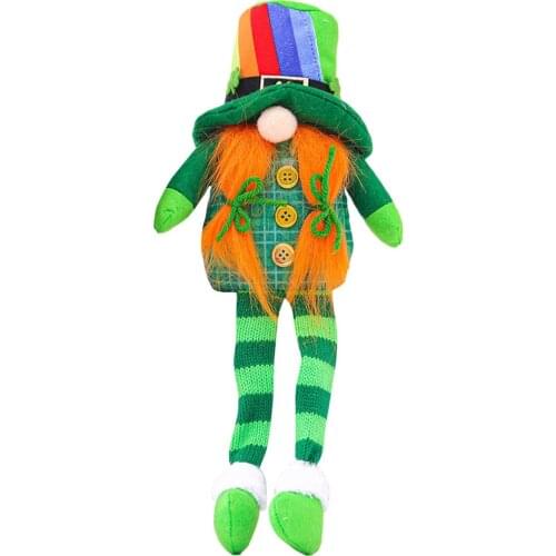 Easter Long-legged Dwarf Goblin Doll Table Decor Green Decoration Patricks Day Cute Lucky Clover Plush