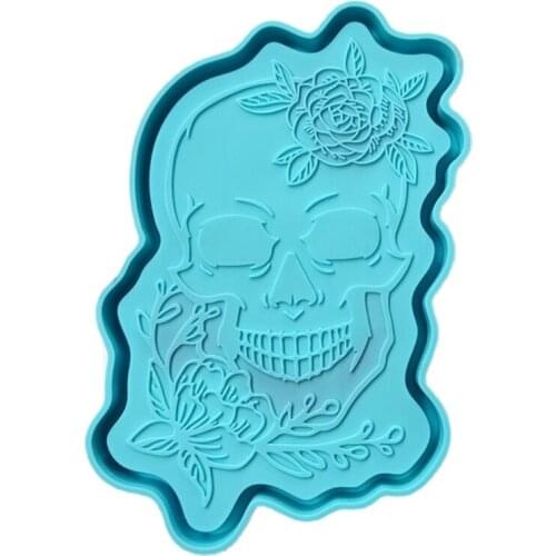 Skull Tray Epoxy Resin Mold Serving Plate Board Coaster Casting Silicone Mould DIY Crafts Jewelry Home Decorations Making