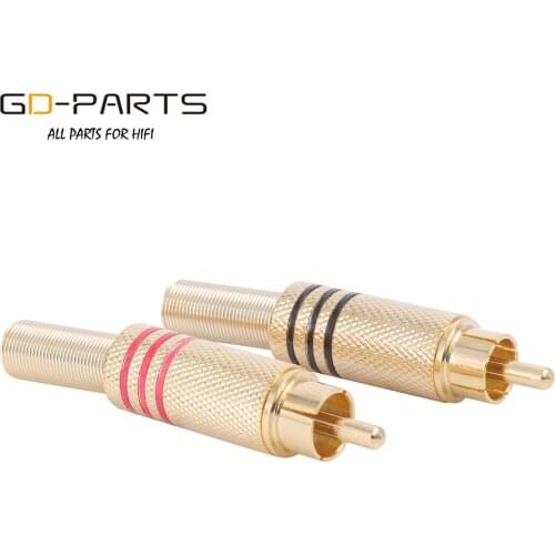 Gold Plated Brass Male RCA Coaxial Plug Terminal Connector With Metal Spring Shield For Hifi DIY Audio Video TV Subwoofer Cable