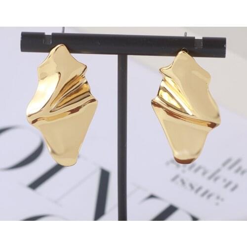 European and American metal texture cool wind geometric smooth fold diamond simple earrings earrings girl