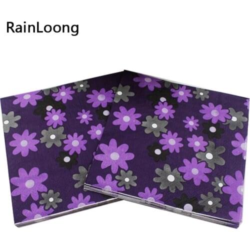 [RainLoong] Flower Purple Paper Napkin Festive & Party Tissue Supply Party Decoration 33cm*33cm 1 pack (20pcs/pack)