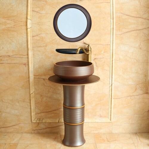 Balcony column washbasin one-size-fits-all simple floor-to-ceiling toilet ceramic basin household small household column basin