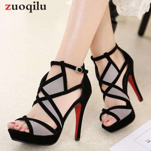 High Heels Cross strap Open Toe Gladiator platform Heels shoes Summer Sandals ladies Shoes Woman Big Size 41 42