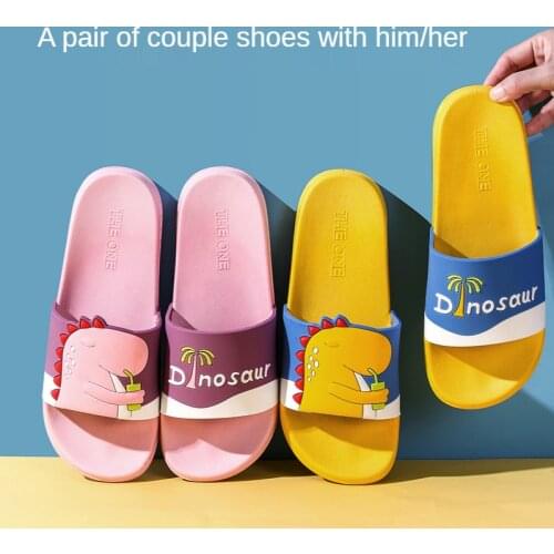 Summer Beach Slides Slippers Women Men Slides Flip Flops Cartoon Dinosaur Platform Thick Soled Ladies Lovers Home Bathroom Shoes