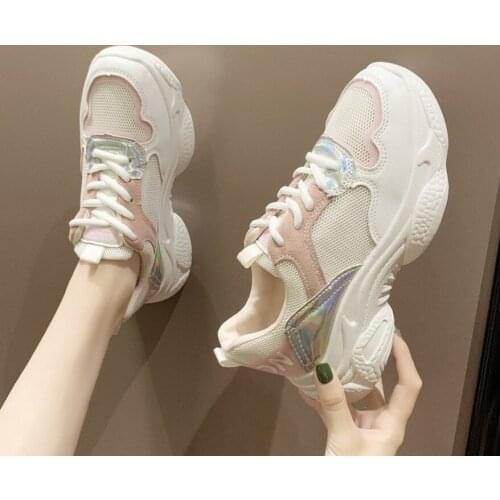 Spring and Autumn Womens sneakers Mesh breathable lightweight elastic shock-absorbing wild student walking womens shoes U21-82