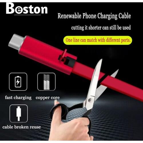 Renewable Phone Charging Cable for iPhone Cutting Quickly Repair Charging Line fast USB Charging for Android Type C Mobile phone