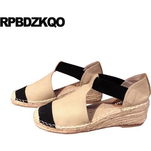 Pumps espadrilles casual round toe wedge medium heels canvas size 4 34 runway designer high quality ladies luxury women shoes
