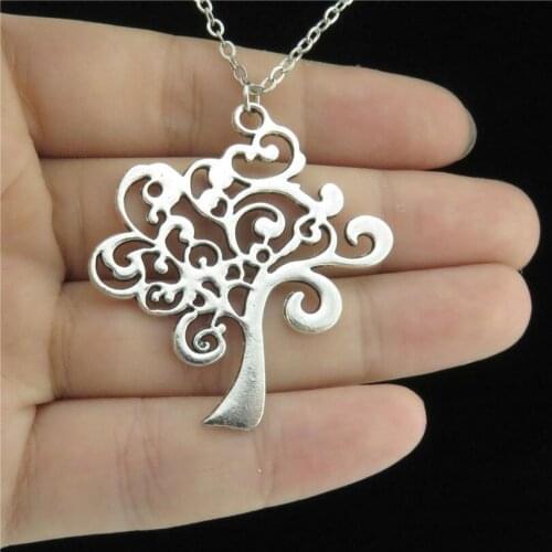 Vintage Alloy Flower Leaf Knot Family Tree Pendant Chain Collar Necklaces Finding Handmade Women Gift Jewelry Supplies Q11A30