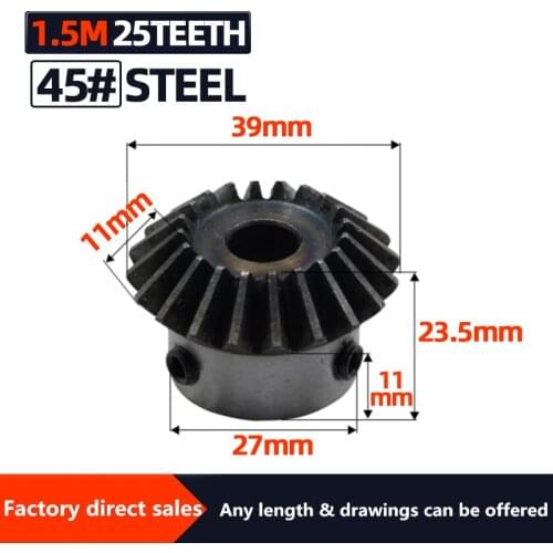 1pc Bevel Gear 1.5M 25Teeth inner hole 10/12/14/15mm gear 90 degrees meshing angle Steel Gears