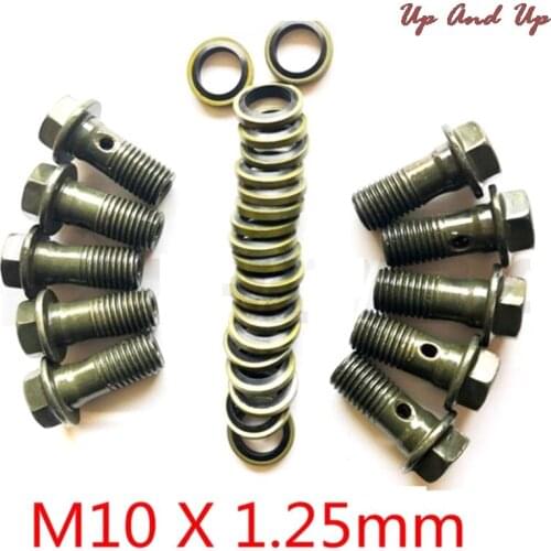 2pcs/lot M10*1.25Pitch Brake Dual Line Hose Dirt Pit Bike Motorcycle Double Banjo Bolt Metal