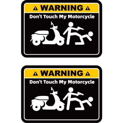 2 Pcs Warning Slogan Don't Touch My Motorcycle Waterproof Reflective Stickers Decals 8cmx5.6cm