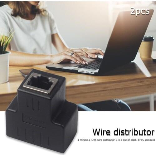 2pcs Durable Network Cable RJ45 Splitters Portable 1 to 2 LAN Ethernet Network Cable RJ45 Splitter Connectors Adapter 8P8C