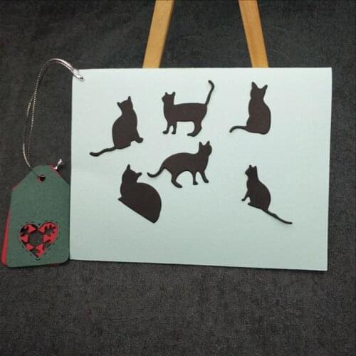 6pcs Cute Cats Metal Cutting Dies Animals Craft Dies Scrapbooking Albums Embossing Steel Dies DIY Stencil For Paper Card Making