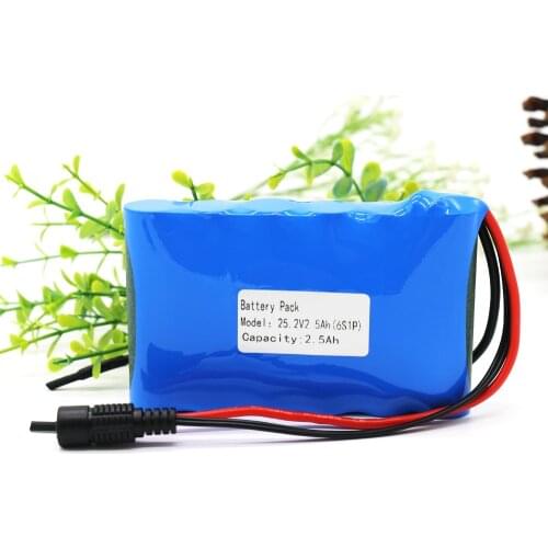 KLUOSI 24V Battery 6S1P 25.2V 2.5Ah Li-Ion Battery Pack with 20A Balanced BMS for Small Electric Motor Bicycle Ebike Scooter