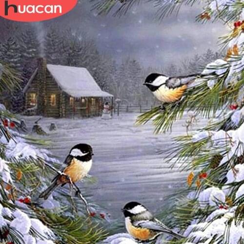 HUACAN 5d Diamond Painting Bird Mosaic Winter Full Square/Round Diamond Embroidery Animal Tree Handicraft Home Decor Wall Art