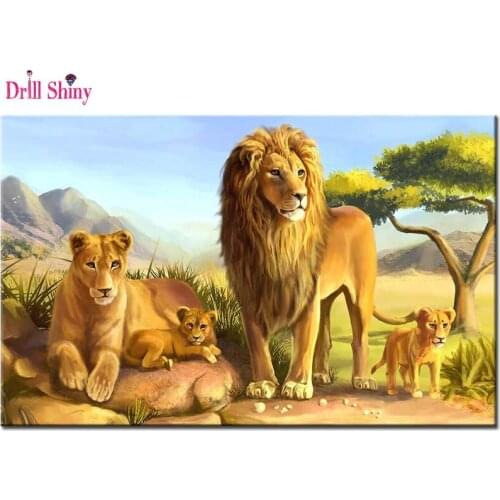 Lion family Diamond painting cross stitch full Diamond embroidery Europe Home decoration Square drill animal series picture