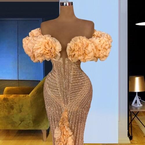 Big Rose Flowers Off Shoulder Dubai Wedding Dress Glitter Islamic Turkish платье 2021 нарядные robes de mariage