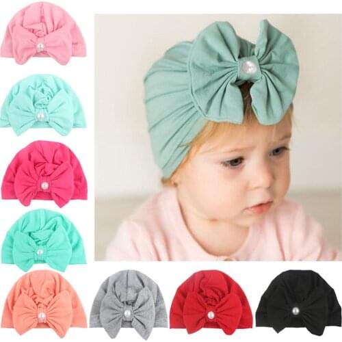 Big Bow Tie Baby Girl Hat Soft Newborn Baby Accessories Solid Turban Spring Autumn Headwear Infant Toddler Kid Bonnet Beanie Cap