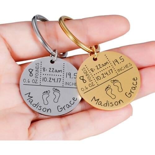 Baby Keychain Personalized Name Date of Birth Weight Time Height for Newborn Commemorate Baby Stats Keyring New Mom Gift