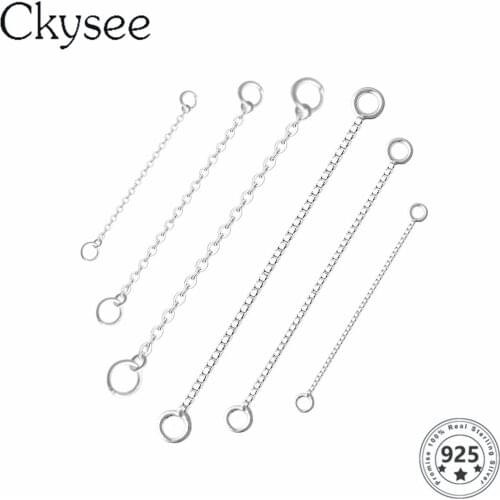 Ckysee 925 Sterling Silver Extended Chain Box Chain With Rod Earring Line For Necklace Bracelets Wholesale DIY Jewelry Making