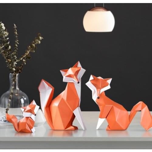 Table Decoration Accessories Fox Statue Sculpture Home Decor Modern Animal Figurine Living Room Office Desk Decorations Art